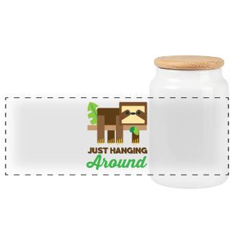 chat doux - Boîte à biscuits avec couvercle en bois - blanc - Devant