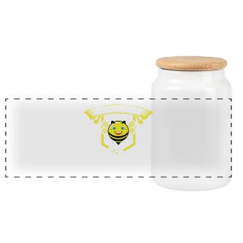 Bienen Hummel Design - Panorama Keksdose mit Holzdeckel - Weiß - Vorne