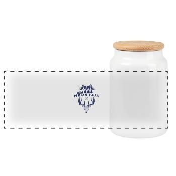 wild mountain - Panoramic Cookie Jar with Wooden Lid - white - Front