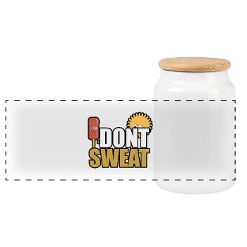 I dont sweat - Panoramic Cookie Jar with Wooden Lid - white - Front