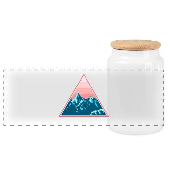 Mountains Mountains Snowy in the triangle - Panoramic Cookie Jar with Wooden Lid - white - Front