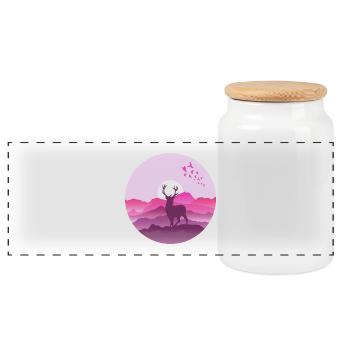 Deer in the mountains before sunset - Panoramic Cookie Jar with Wooden Lid - white - Front