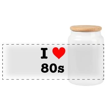 I love 80s - Panoramic Cookie Jar with Wooden Lid - white - Front
