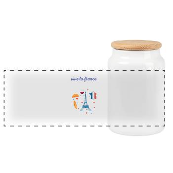 Vive la France, Vive la France, idée cadeau - Boîte à biscuits avec couvercle en bois - blanc - Devant