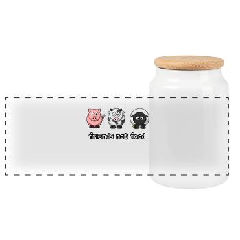 Friends Not Food Sweet Vegan Gift Idea - Panoramic Cookie Jar with Wooden Lid - white - Front