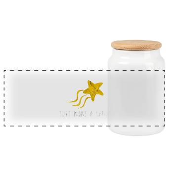 Wish you a shooting star dream gift idea - Panoramic Cookie Jar with Wooden Lid - white - Front