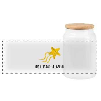 Just make a wish dream shooting star gift idea - Panoramic Cookie Jar with Wooden Lid - white - Front