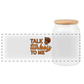 Call me turkey - Panoramic Cookie Jar with Wooden Lid - white - Front