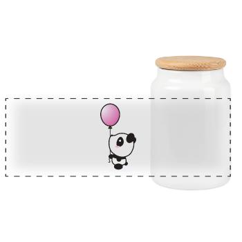 panda with baloon - Panorama Keksdose mit Holzdeckel - Weiß - Vorne