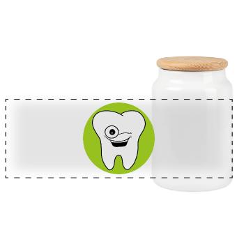 Dental office logo tooth - Panoramic Cookie Jar with Wooden Lid - white - Front