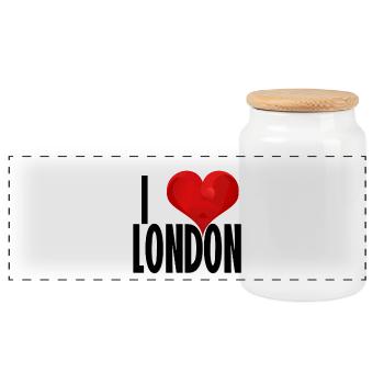 J'AIME LONDON noir - Boîte à biscuits avec couvercle en bois - blanc - Devant