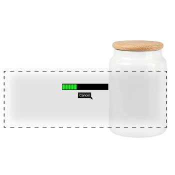 PLEASE WAIT IM THINKING Geschenkidee Motiv Design - Panorama Keksdose mit Holzdeckel - Weiß - Vorne