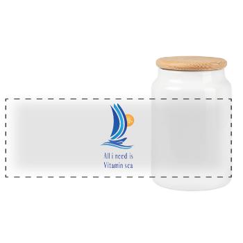 all i need is vitamin sea - Panoramic Cookie Jar with Wooden Lid - white - Front