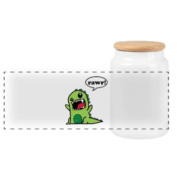 idée de dinosaure Rawr Dino cadeau mignon - Boîte à biscuits avec couvercle en bois - blanc - Devant