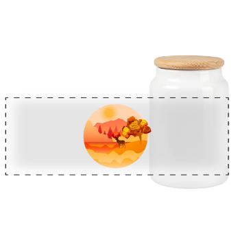 Cerf dans les bois avec des montagnes - Boîte à biscuits avec couvercle en bois - blanc - Devant