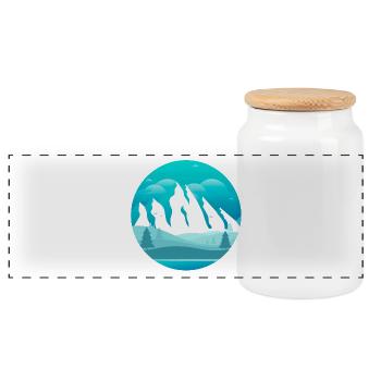 Mountains covered with snow and forest - Panoramic Cookie Jar with Wooden Lid - white - Front