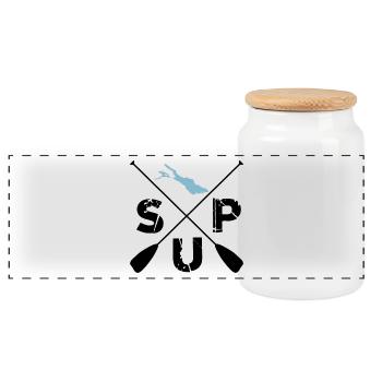 SUP - Panoramic Cookie Jar with Wooden Lid - white - Front