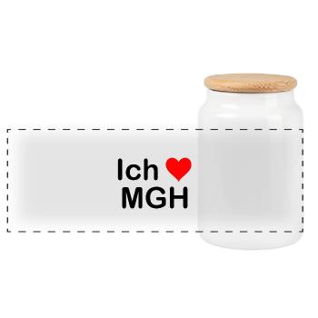 Ich liebe MGH - Mergentheim | Heimat | Geschenk - Panorama Keksdose mit Holzdeckel - Weiß - Vorne