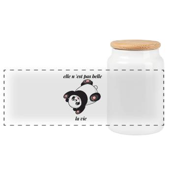 elle n 'est pas belle la vie - Boîte à biscuits avec couvercle en bois - blanc - Devant