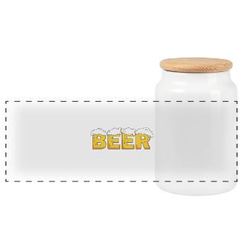 Bier - Panorama Keksdose mit Holzdeckel - Weiß - Vorne