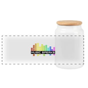 La musique parle - La musique appelle les coups de feu - Boîte à biscuits avec couvercle en bois - blanc - Devant