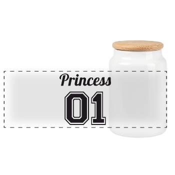 Prinzessin 01 - Panorama Keksdose mit Holzdeckel - Weiß - Vorne