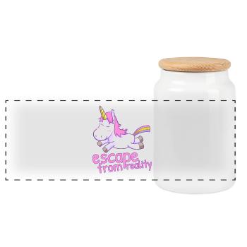 escape from reality - Panoramic Cookie Jar with Wooden Lid - white - Front