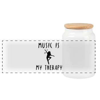 Music Theraphie Life Gift Idea Dancing - Panoramic Cookie Jar with Wooden Lid - white - Front