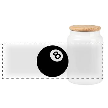 ball 8 black billiard 502 - Panoramic Cookie Jar with Wooden Lid - white - Front