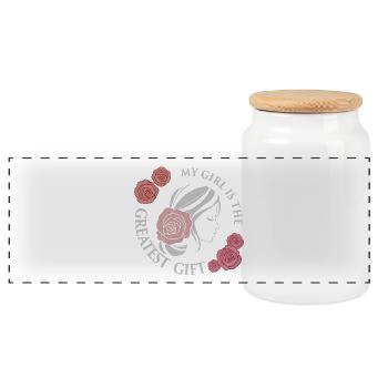 My girl is the biggest gift - daughter - Panoramic Cookie Jar with Wooden Lid - white - Front