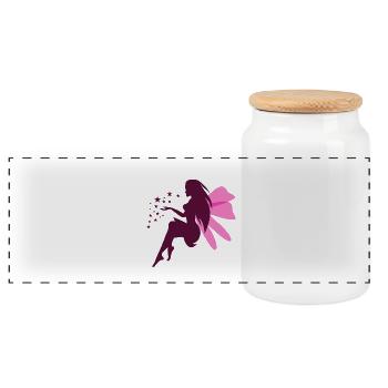 violet fairy 2 - Panorama Keksdose mit Holzdeckel - Weiß - Vorne