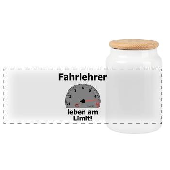 Fahrlerhrer leben am Limit Geschenkidee Lustig - Panorama Keksdose mit Holzdeckel - Weiß - Vorne