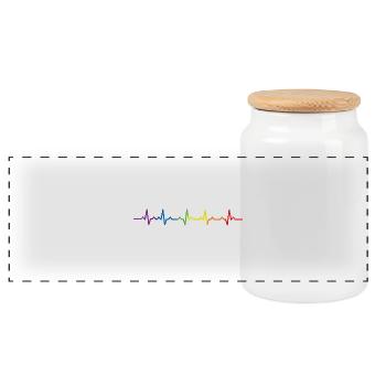 Heartbeats LGBT Rainbow T-shirt - Panorama Keksdose mit Holzdeckel - Weiß - Vorne