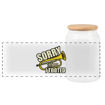 Sorry i tooted - Panorama Keksdose mit Holzdeckel - Weiß - Vorne