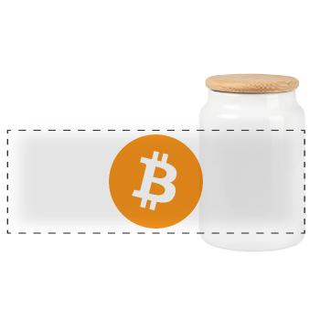 bitcoin Logo - Panorama Keksdose mit Holzdeckel - Weiß - Vorne