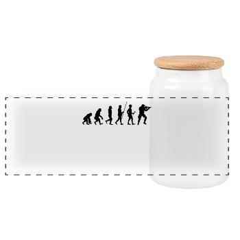 Evolution to the Soldier T-Shirt Gift - Panoramic Cookie Jar with Wooden Lid - white - Front