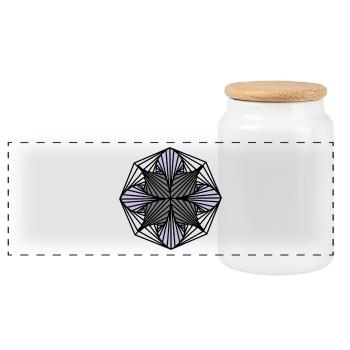 Geometric Art: Octagon (Shaded) - Panoramic Cookie Jar with Wooden Lid - white - Front