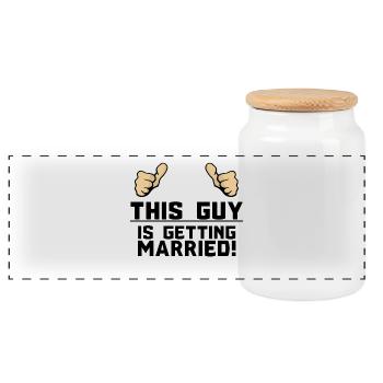 This guy is wedding wedding saying gift idea - Panoramic Cookie Jar with Wooden Lid - white - Front