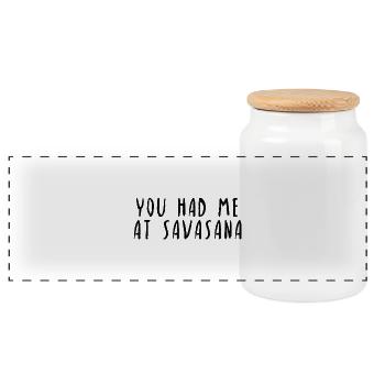 Savasana Yoga Pose Funny saying gift idea - Panoramic Cookie Jar with Wooden Lid - white - Front