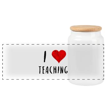 I love teaching teacher lecturer university gift idea - Panoramic Cookie Jar with Wooden Lid - white - Front