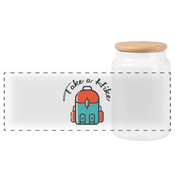 faire une randonnée - Boîte à biscuits avec couvercle en bois - blanc - Devant