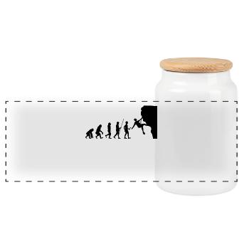 Evolution zum Sportler T-Shirt Geschenk Klettern - Panorama Keksdose mit Holzdeckel - Weiß - Vorne