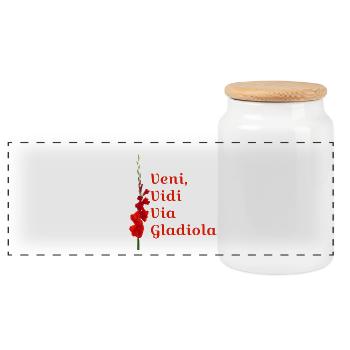 Nijmegen Four Days Marches - Veni Vidi Via Gladiola RED - Panoramic Cookie Jar with Wooden Lid - white - Front