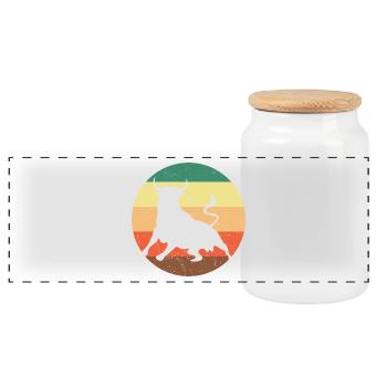 South American Bull Retro - Panoramic Cookie Jar with Wooden Lid - white - Front