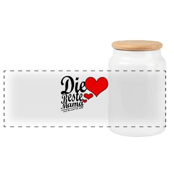 Die beste Mama Muttertag Geschenk - Panorama Keksdose mit Holzdeckel - Weiß - Vorne
