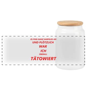 I love Tattoo Geschenk Tattoo Sprüche Tattoo Shirt - Panorama Keksdose mit Holzdeckel - Weiß - Vorne
