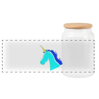 Einhorn Unicorn Geschenk Idee Blau Horn Schweif - Panorama Keksdose mit Holzdeckel - Weiß - Vorne