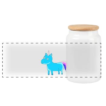 Unicorn Unicorn Sky Blue Gift Idea Tail - Panoramic Cookie Jar with Wooden Lid - white - Front