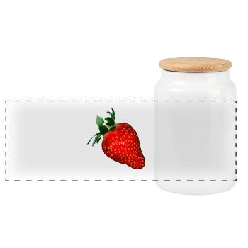 fraise - Boîte à biscuits avec couvercle en bois - blanc - Devant