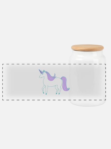 Das süße letzte Einhorn - Panorama Keksdose mit Holzdeckel - Weiß